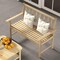 Natural Teak Wood Patio Bench 47 Inch Outdoor Loveseat Chair with Backrest
